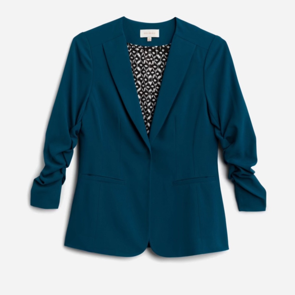 Stitch Fix - Skies are Blue Raja collarless blazer in teal green NWT size XL